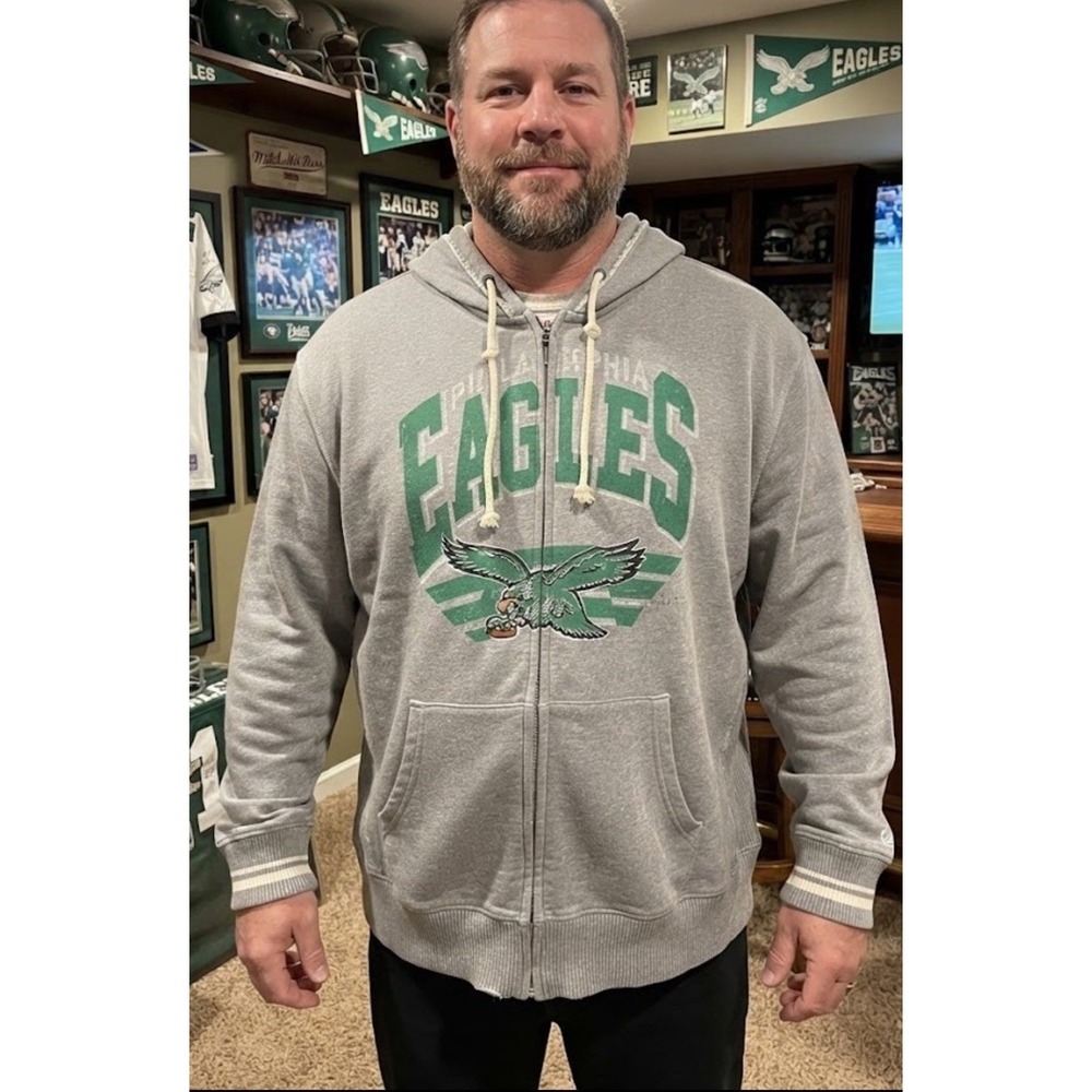 Mitchell & Ness Throwback Hoodie Full Zip Philadelphia Eagles Football Mens 3XL